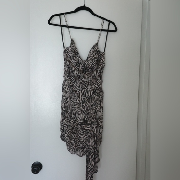For Love and Lemons Zebra Print Draped Mini Dress - Picture 3 of 6